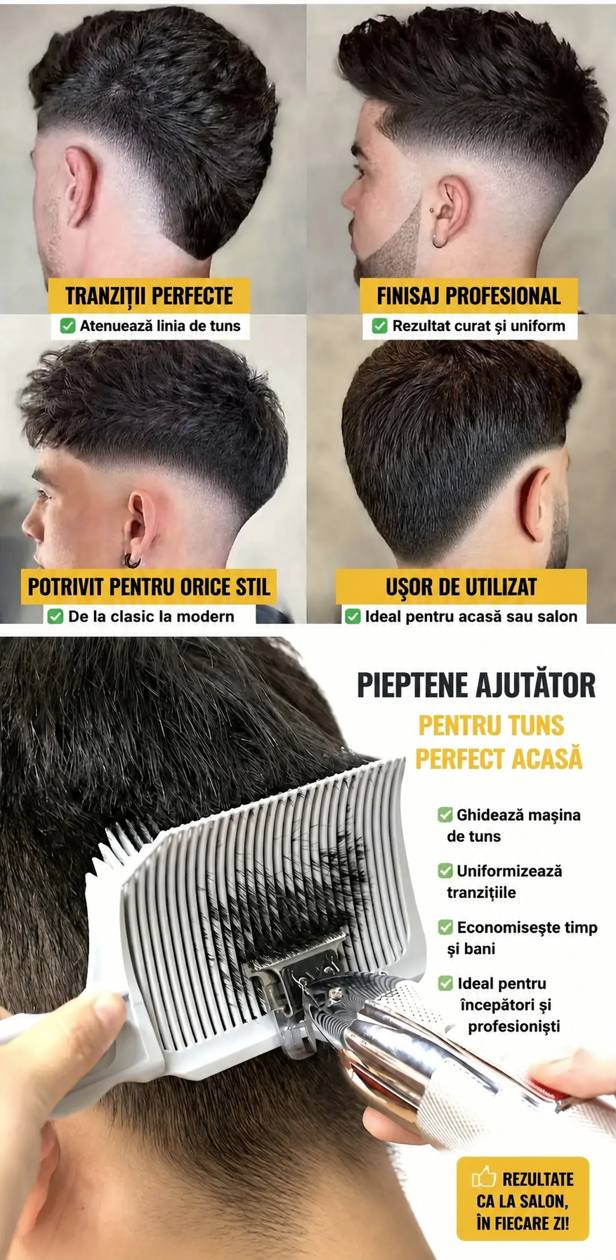 PIEPTENE AJUTĂTOR PENTRU TUNSUL CU EFECT PIERDUT